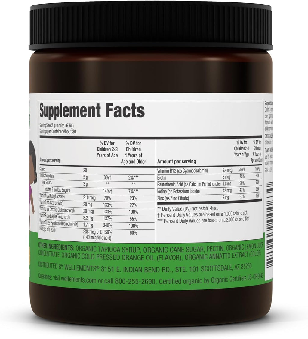 Wellements Gominolas Multivitamínicas Orgánicas para Niños (3+ años) - 60 gominolas