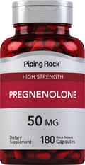 Piping Rock Pregnenolona 50 mg | 180 Cápsulas | Suplemento para Apoyo Hormonal | Sin OGM, Sin Gluten