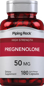 Piping Rock Pregnenolona 50 mg | 180 Cápsulas | Suplemento para Apoyo Hormonal | Sin OGM, Sin Gluten