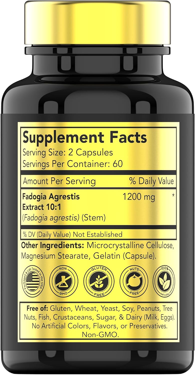 Fadogia Agrestis 1200 mg - 120 Cápsulas | Extracto Ultra Potente para Hombres