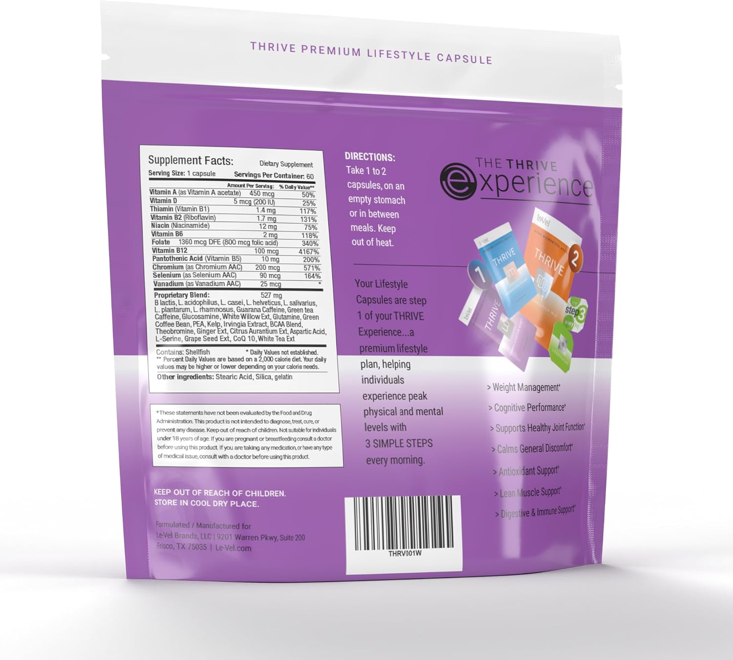 Le-Vel Thrive Cápsulas Premium de Vitaminas y Minerales para Mujeres | 60 Cápsulas | Multivitamínico Femenino | Sin Gluten | 30 Días