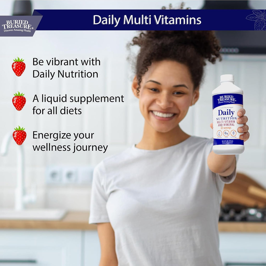 Buried Treasure Multivitamínico y Mineral Líquido de Nutrición Diaria con Oligoelementos, Superalimentos y Resveratrol