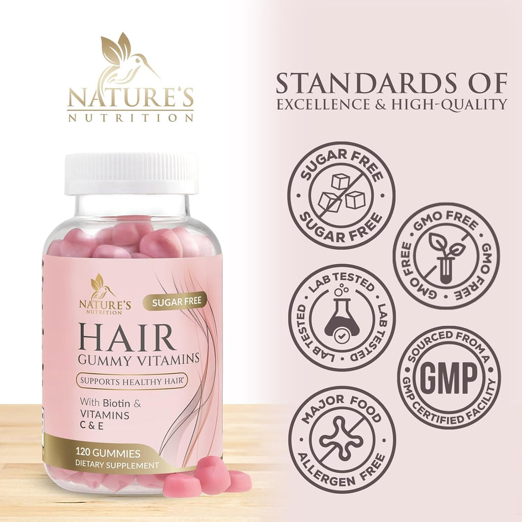 Gominolas de Biotina 5000 mcg Sin Azúcar - Apoyo Nutricional para Cabello, Piel y Uñas - 120 Gominolas Vegetarianas