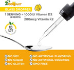 Zoomavit Vegan Liquid Drops Vitamina D3 K2 (MK7) - 100% Vegetal - 1000 UI D3 + 200 mcg K2 por dosis
