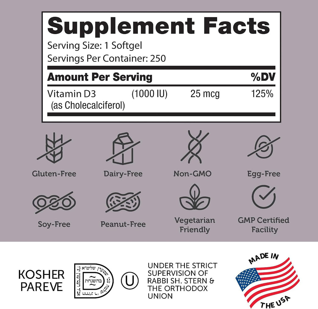 Zahler Advanced Vitamina D3 1000 UI - 250 Softgels