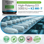 TrueMed Vitamina D3 K2 5000 UI con MK-7 125 mcg - 120 Cápsulas Vegetales