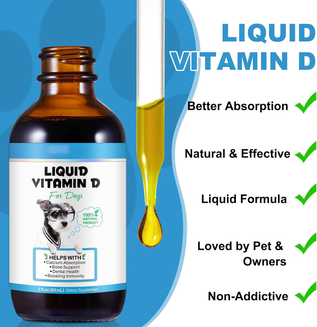 Suplemento Líquido de Vitamina D para Perros - 2 fl oz (59 ml)