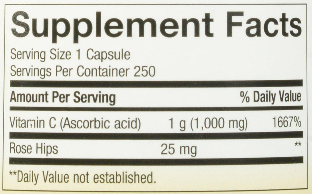 Nature's Way Vitamina C 1000 con Escaramujo, 250 Cápsulas