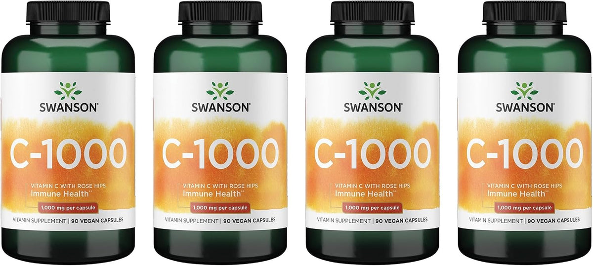 Swanson Vitamina C con Escaramujo - 90 Cápsulas, 1000 mg (4 Paquetes) – Image 1