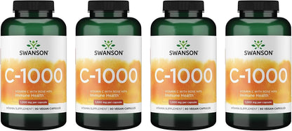 Swanson Vitamina C con Escaramujo - 90 Cápsulas, 1000 mg (4 Paquetes) – Image 1