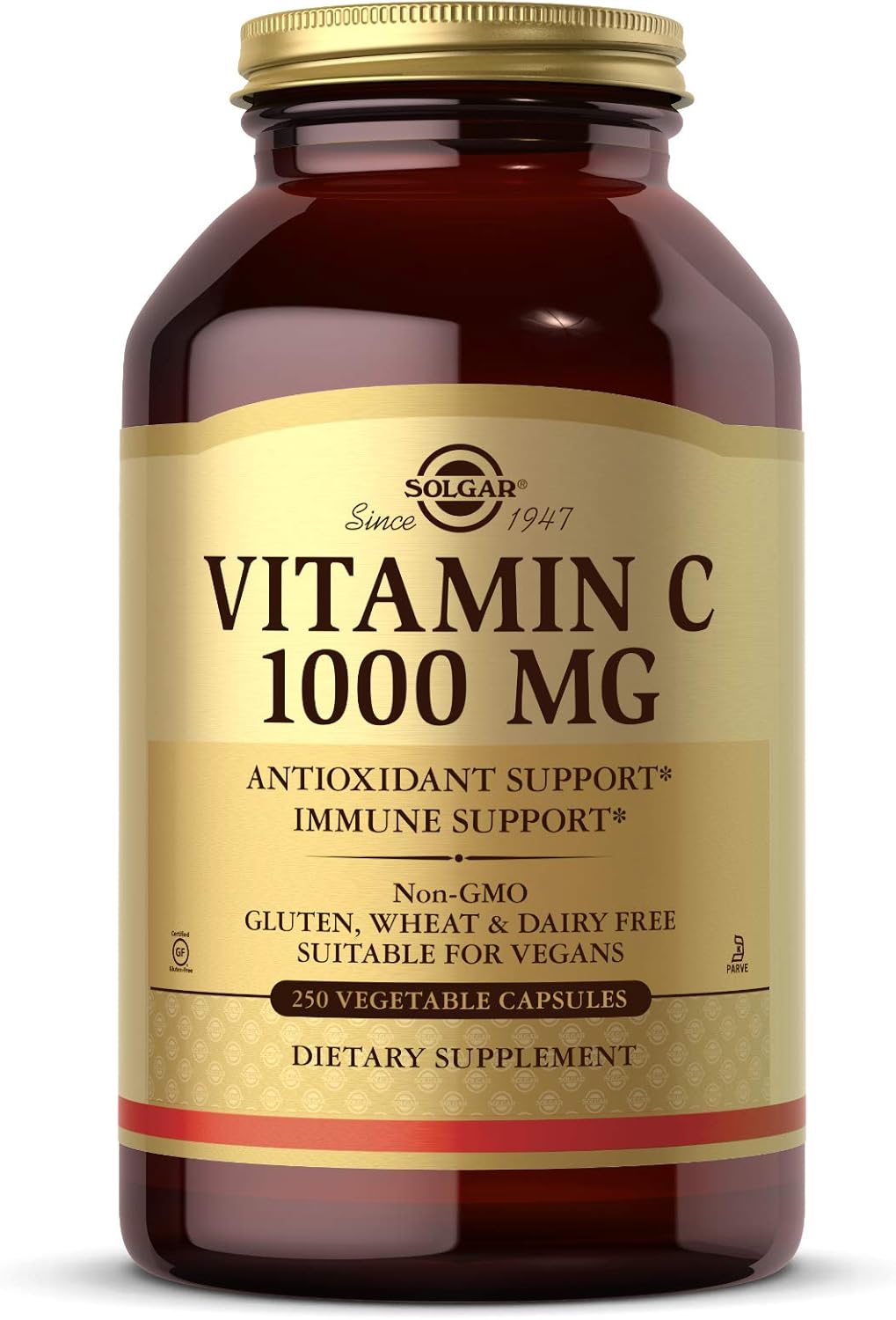 Solgar Vitamin C 1000 mg, 250 Vegetable Capsules - Antioxidant and Immune Support with Bioflavonoids