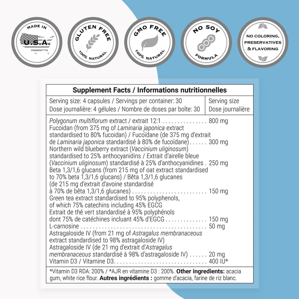 Supersmart - Activador de Células Madre (Fórmula Avanzada) - con Astragalósido, Fucoidan - Suplemento Natural | No-OMG y Sin Gluten - 120 Cápsulas Vegetarianas