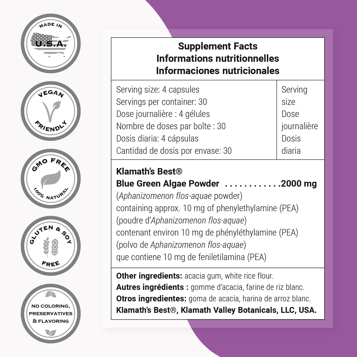 Supersmart - AFA Extract 1000 mg daily (Patented) - Aphanizomenon Flos-Aquae - Blue-Green Algae Supplement | Non-GMO and Gluten-Free - 120 Vegetable Capsules