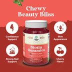 Nature's Craft Gomitas de Biotina Natural para Cabello, Piel y Uñas - 60 unidades
