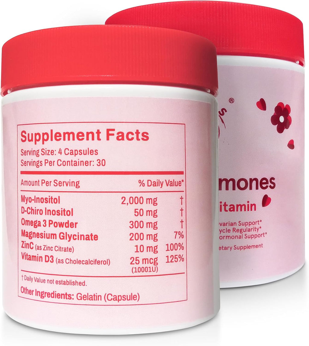 Myo & D-Chiro Inositol 40:1 para Mujeres | 2000mg Myo + 50mg D-Chiro | Omega 3, Magnesio, Zinc & Vitamina D3 | 120 Cápsulas