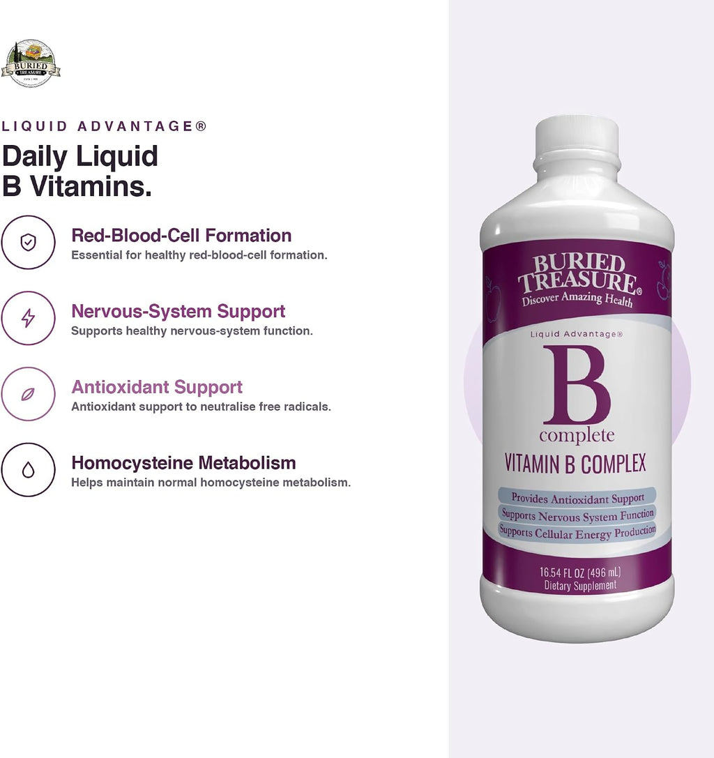 Buried Treasure B Complete, Complejo B líquido con vitaminas B metiladas, 473 ml