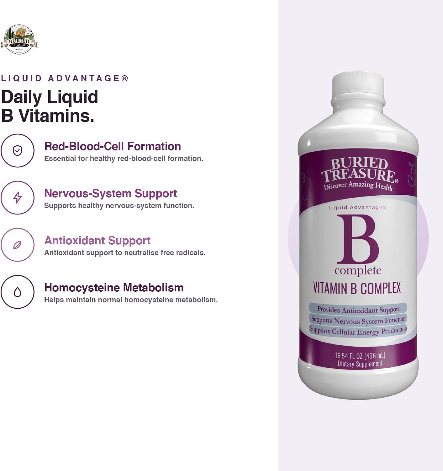 Buried Treasure B Complete, Complejo B líquido con vitaminas B metiladas, 473 ml