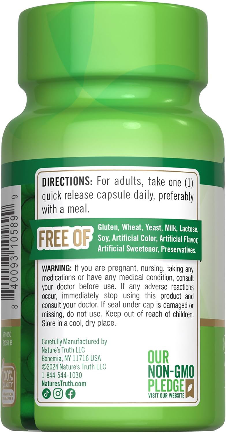 Nature's Truth Vitamina B2 (Riboflavina) 100 mg, 100 Cápsulas - Suplemento sin OGM y sin gluten