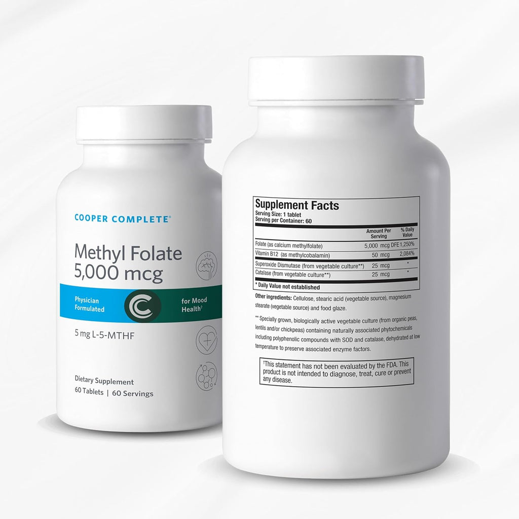 Cooper Complete L-5-MTHF Metilfolato 5 mg, 60 Cápsulas, Apoyo al Estado de Ánimo
