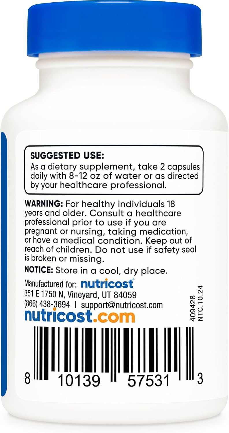 Nutricost Uridine Monophosphate (UMP) 60 Capsules, 600 mg per Serving - Vegan, 30 Servings – Image 4