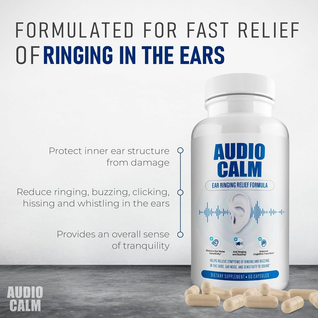 Audio Calm - Alivio para el Zumbido de Oídos - Suplemento para la Salud Auditiva - 60 Cápsulas