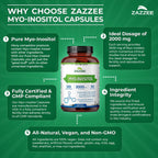 Zazzee Mioinositol 2000 mg 120 Cápsulas Veganas