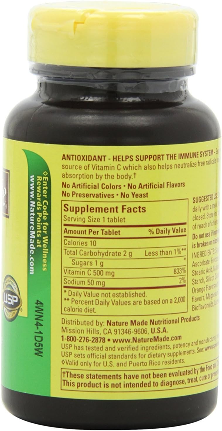 Vitamina C Masticable 500 mg - Nature Made (Pack de 3, 180 tabletas)