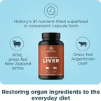 Ancient Nutrition - Suplemento de Órganos, Hígado de Res y Cordero, 180 Cápsulas