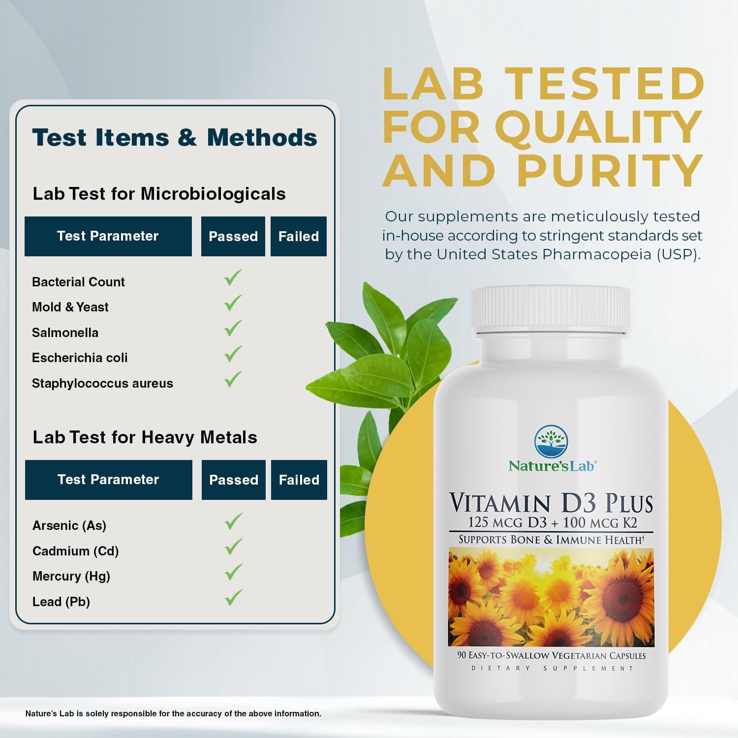 Nature's Lab Vitamin D3 Plus - Vitamina D3 y K2 (MK-7), 5000 UI + 100 mcg, 90 Cápsulas