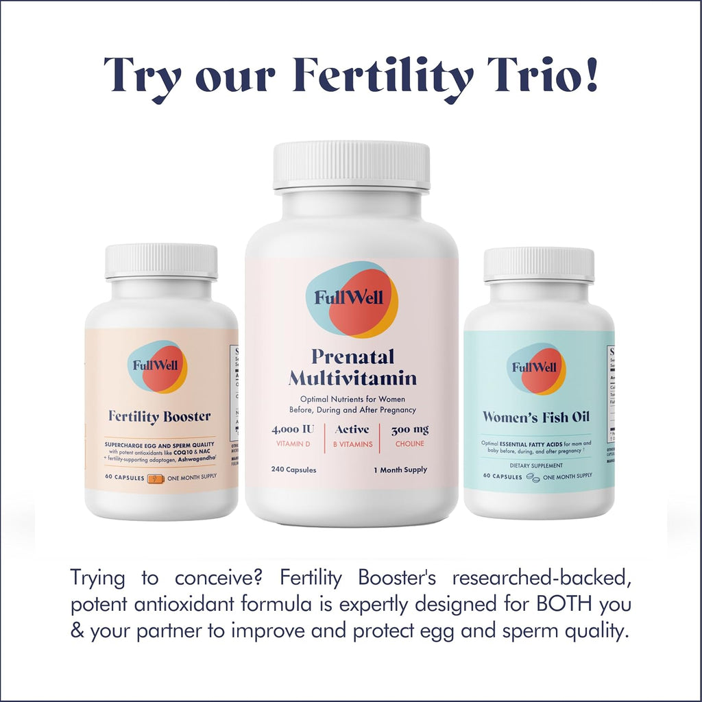 FullWell Fertility Booster - Apoyo a la Concepción para Hombres y Mujeres - Favorece la Calidad del Óvulo y el Esperma - Salud Reproductiva - CoQ10, Ashwagandha, NAC y ALA - 60 Cápsulas, Paquete de 2 (60 porciones)