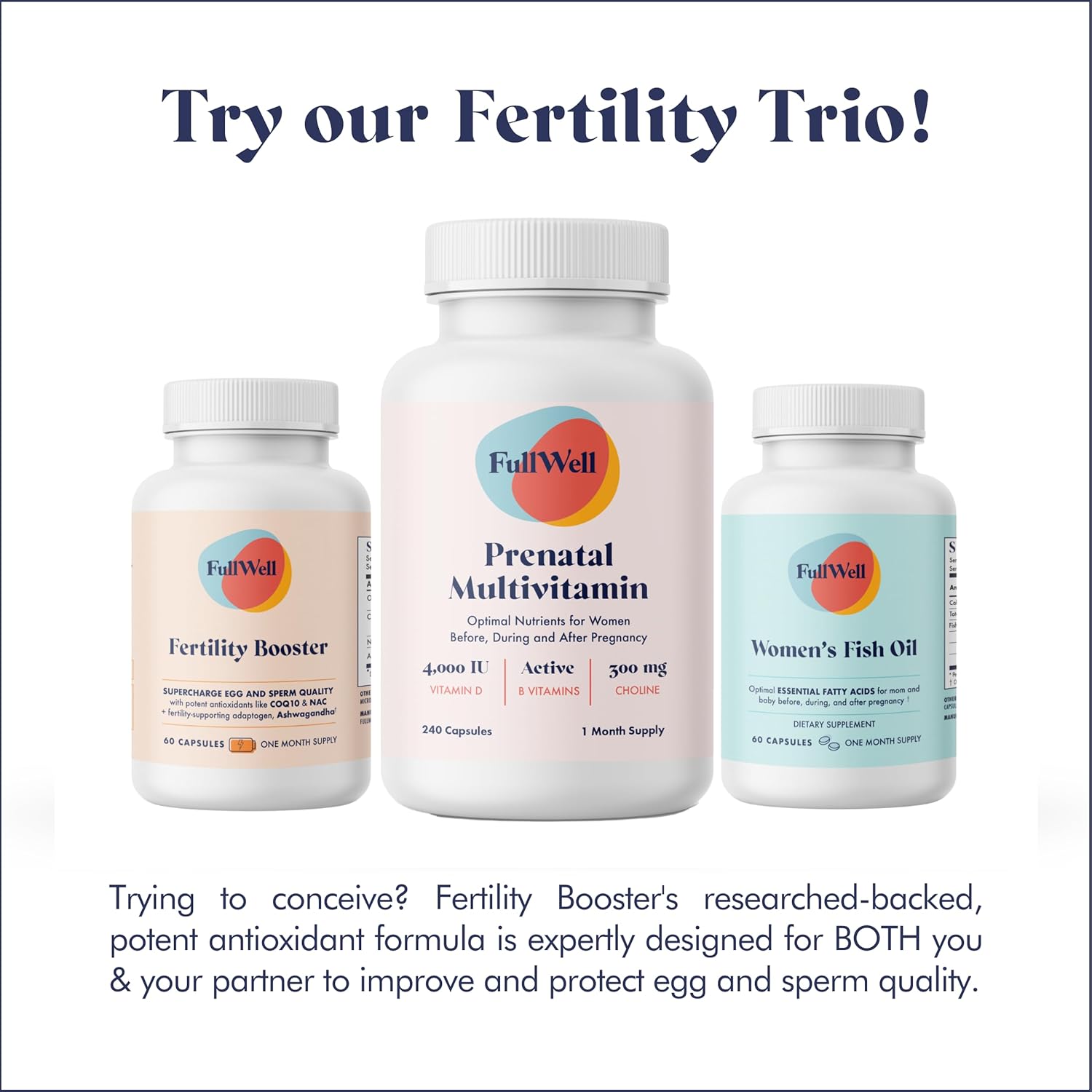 FullWell Fertility Booster - Conception Support for Men & Women - 60 Cápsulas (30 Servicios)