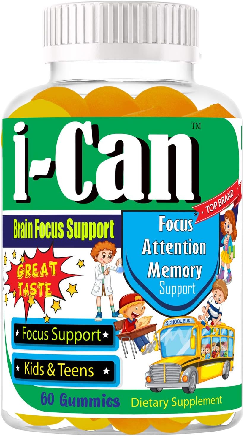 I-Can Kids Focus Gummies con Omega 3 DHA - 60 Gominolas para Niños