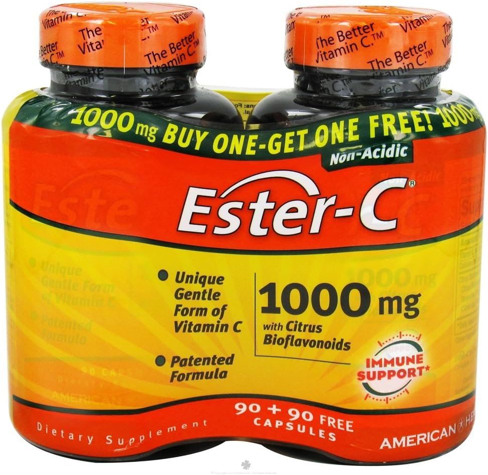 American Health Ester-C 1000 mg con Bioflavonoides Cítricos, 180 Cápsulas