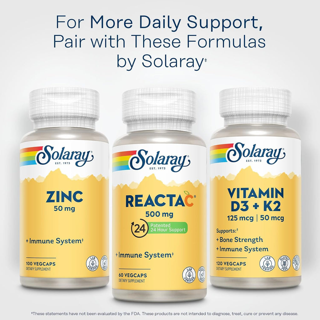 Solaray Reacta-C Vitamina C 500 mg - 60 Cápsulas Veganas de Liberación Prolongada
