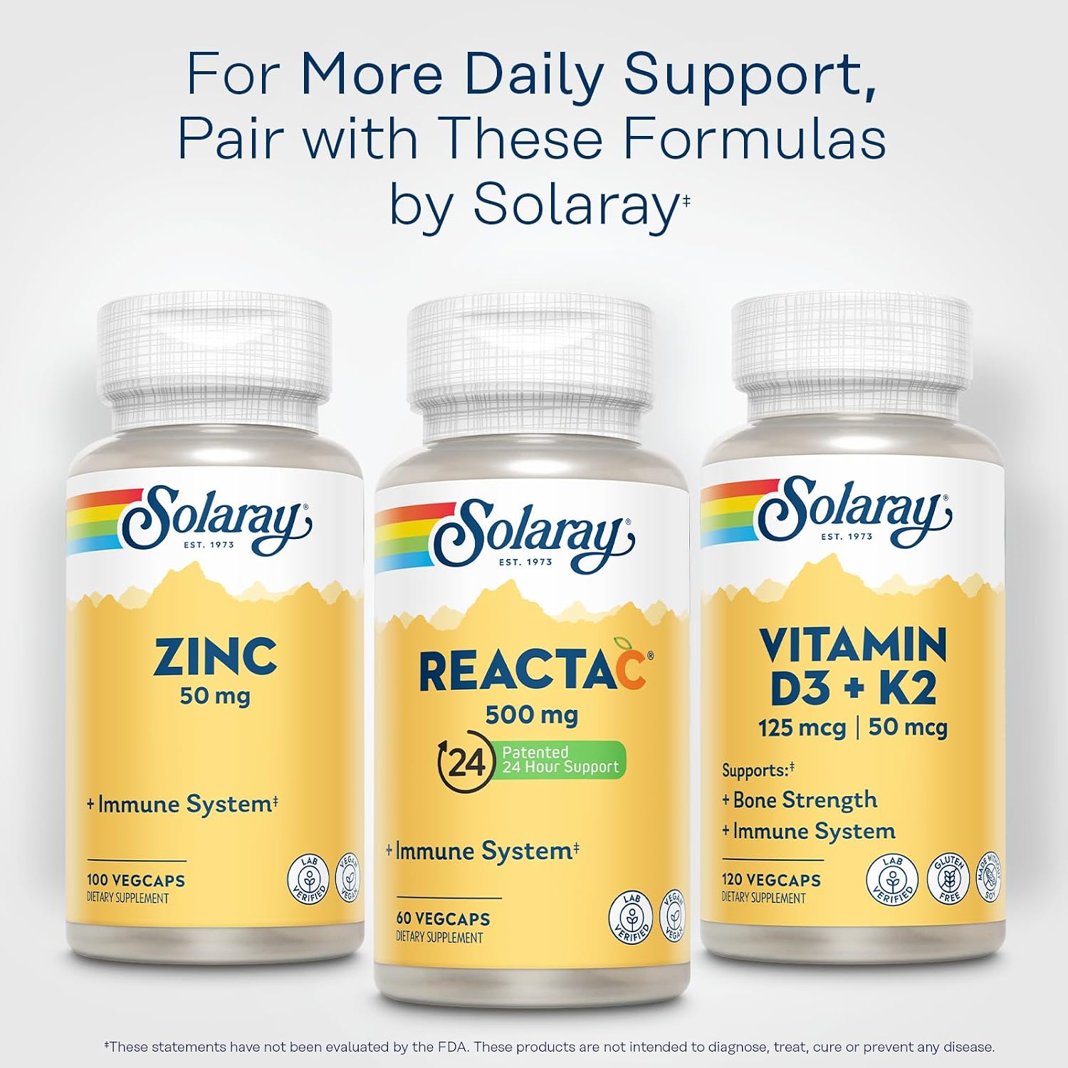 Solaray Reacta-C Vitamina C 500 mg - 60 Cápsulas Veganas de Liberación Prolongada
