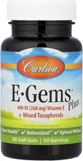 Carlson E-Gems Plus - 400 UI (268 mg) de Vitamina E Natural, 50 Cápsulas Blandas