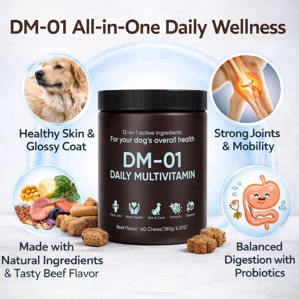 DM-01 Multivitamínico Diario para Perros - 60 Comprimidos Masticables Sabor Carne