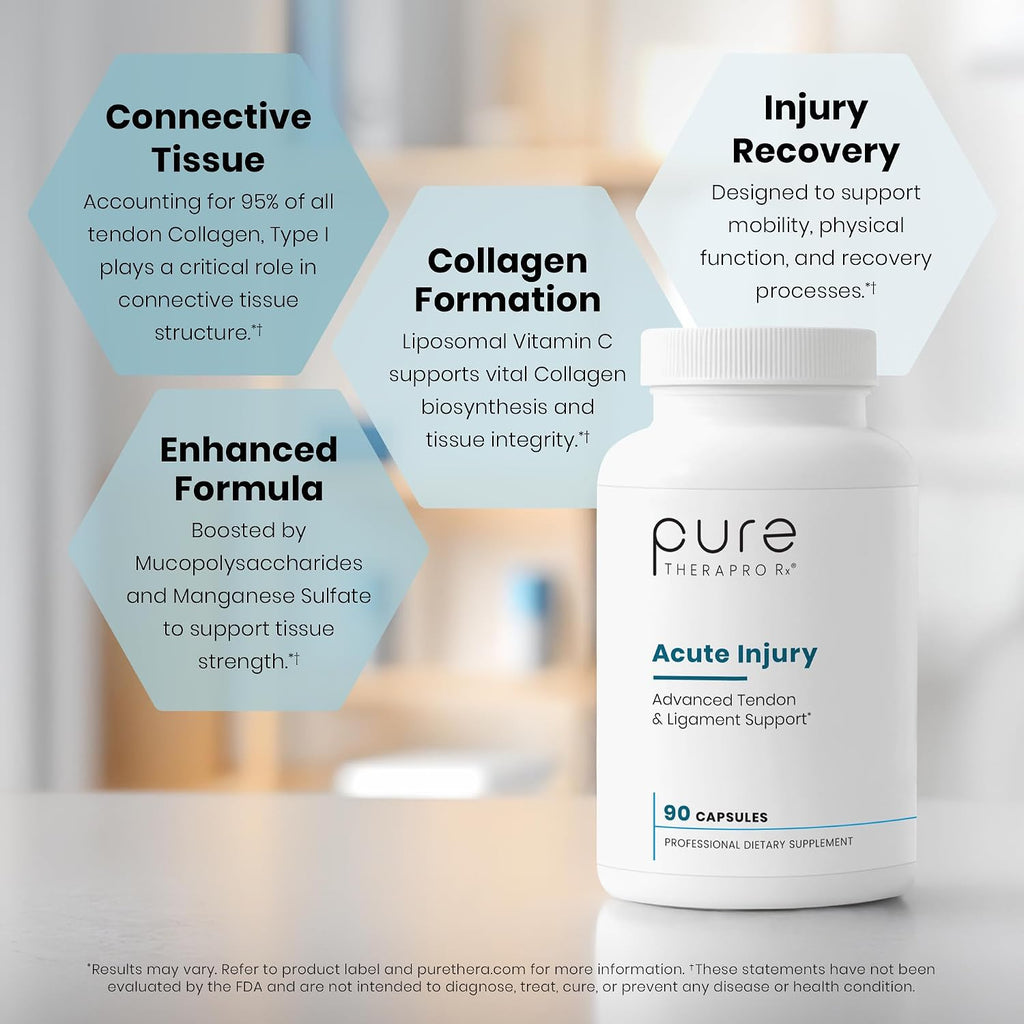Pure Therapro Rx Acute Injury | Soporte para Tendones y Ligamentos | Dosis Clínica Una Vez al Día | 90 Cápsulas