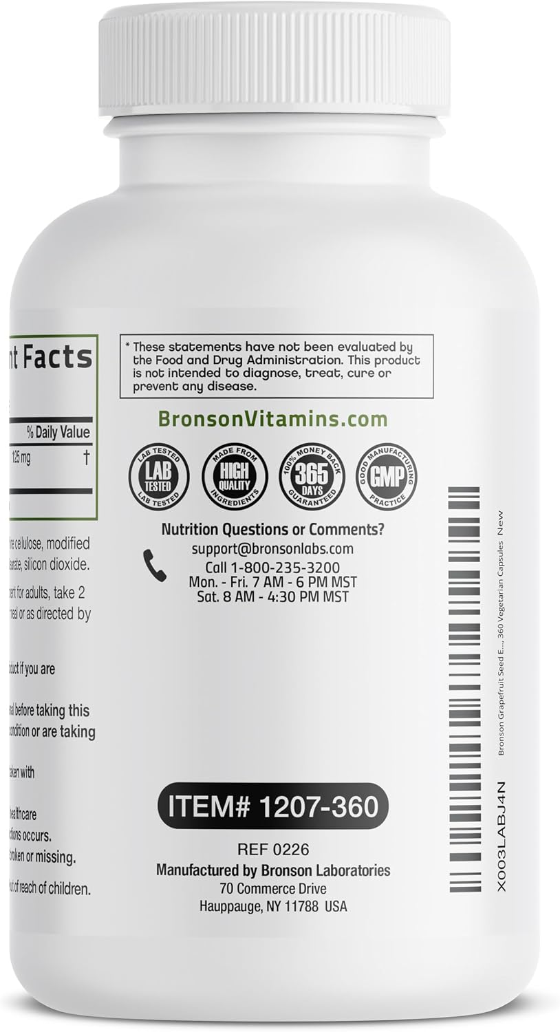 Bronson Extracto de Semilla de Pomelo (Citrus Paradisi) - 360 Cápsulas Vegetarianas