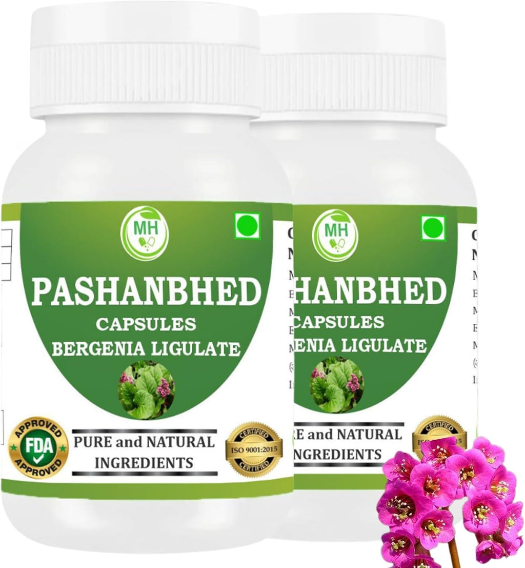 Pashanabheda (Bergenia ligulata) Cápsulas de Polvo - 500 mg - 120 Cápsulas Vegetales