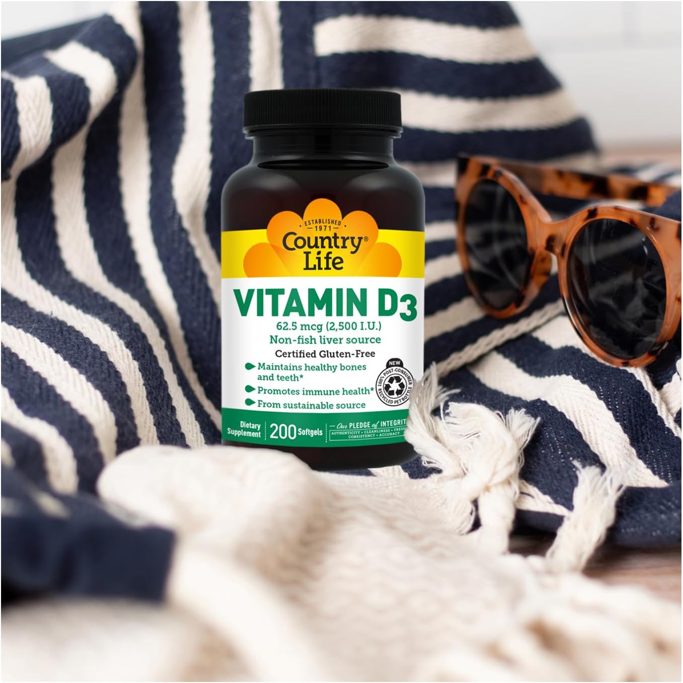 Country Life Vitamina D3 2500 UI – 200 Cápsulas Blandas