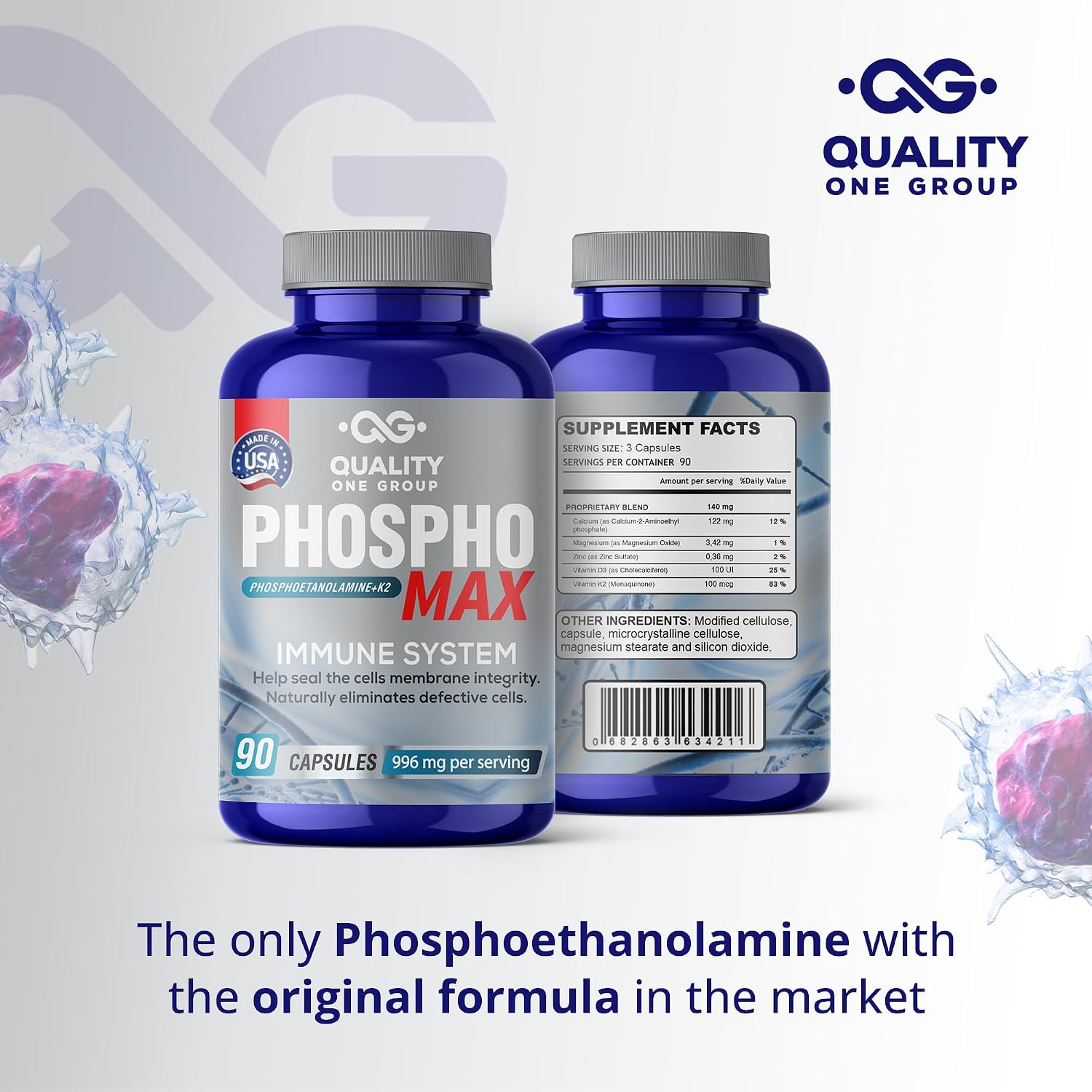 Phosphomax Fosfoetanolamina - Complejo con Vitamina D3 y K2