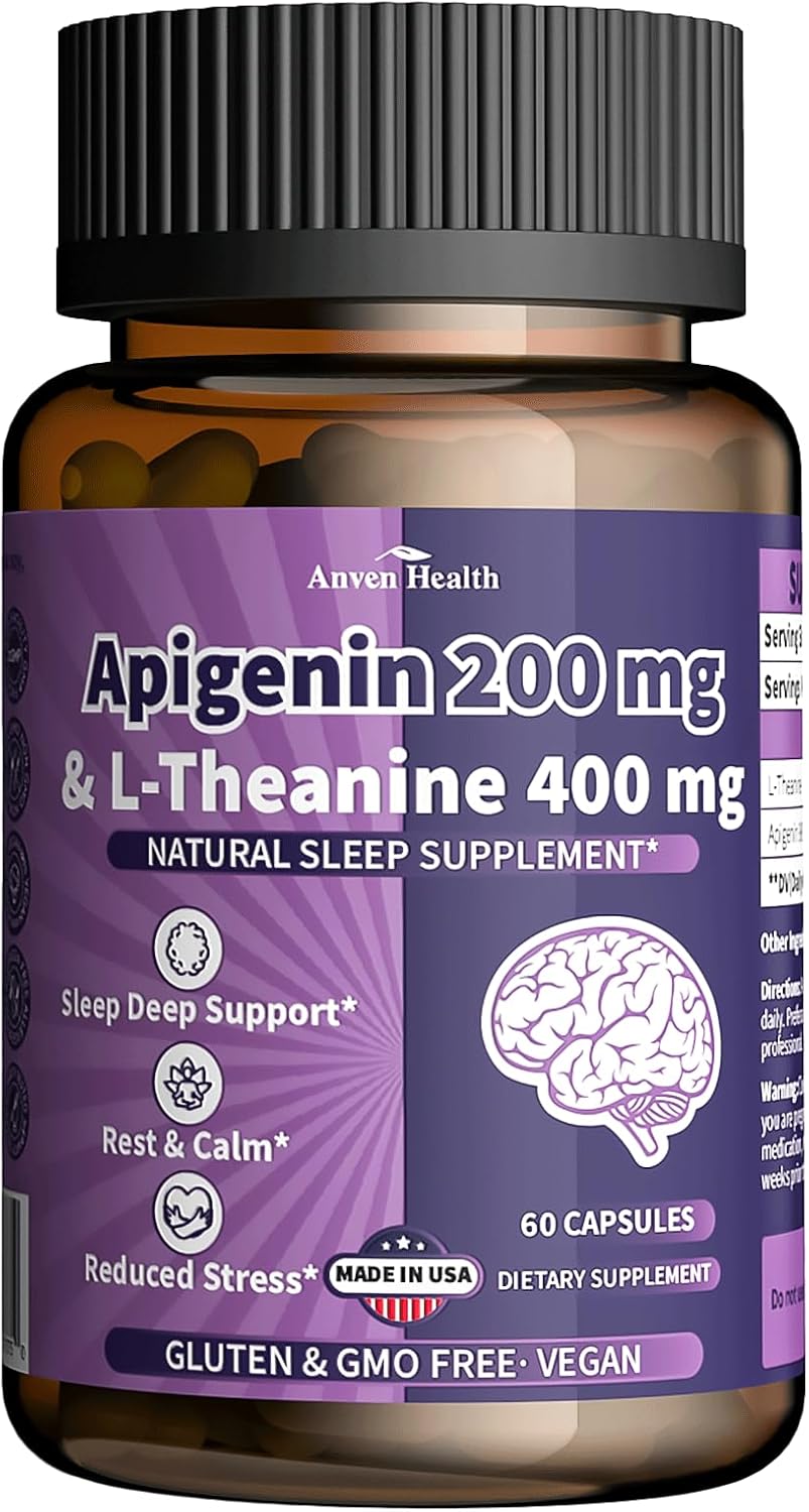Anven Health L-Theanine 400mg con Apigenina 200mg – 180 Cápsulas Vegetales