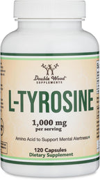 L-Tirosina 1.000 mg por dosis, 120 Cápsulas Vegetales (L-Tyrosine para Memoria, Atención y Enfoque) Aminoácido, Vegano, No-GMO por Double Wood