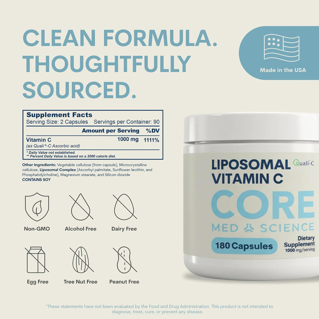 Core Med Science Vitamina C Liposomal 1000mg - 180 Cápsulas