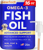 PAWFECTCHEW Aceite de Pescado para Perros - Omega-3 Natural - Apoyo para Piel y Pelaje - Suplemento Líquido con EPA y DHA - 473ml (16oz)