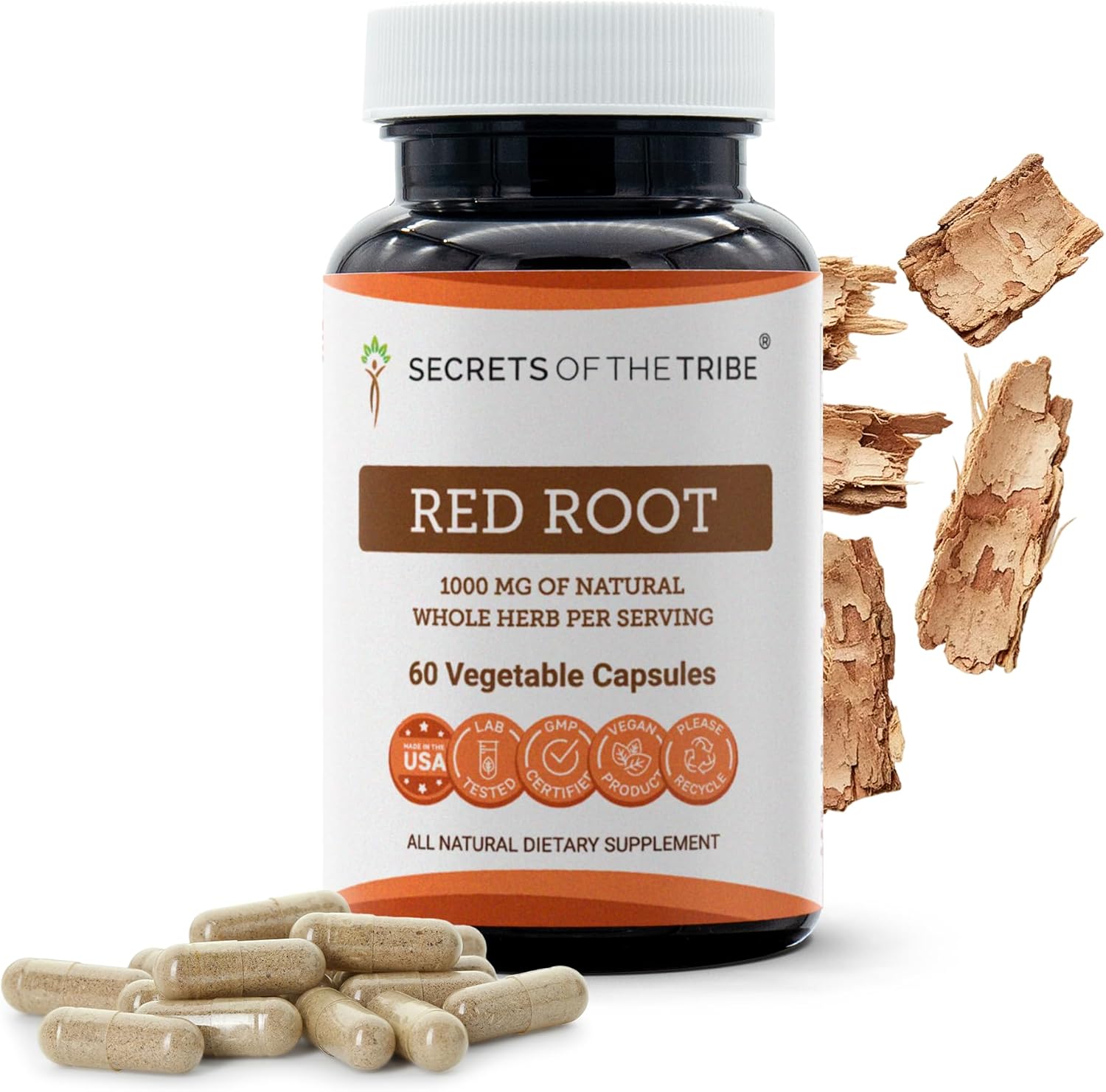 Secrets of the Tribe Raíz Roja 60 Cápsulas, 1000 mg, Corteza Seca de Raíz Roja Silvestre (Ceanothus Americanus) (60 Cápsulas)
