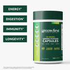 Greens First Cápsulas de Fitonutrientes - 49 Superalimentos Ricos en Antioxidantes con Frutas y Verduras Orgánicas, Prebióticos, Probióticos y Enzimas Digestivas - 180 Cápsulas