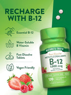 Nature's Truth Vitamina B-12 Metilcobalamina 1000 mcg, Comprimidos de Disolución Rápida, Sabor Natural a Bayas, 120 Comprimidos (Pack de 3)