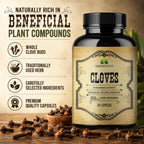 Cápsulas de Clavo - Suplemento Natural - Rico en Vitaminas, Minerales, Manganeso, Fibra - Puede Ayudar a la Digestión y Fortalecer los Huesos - 100 Cápsulas